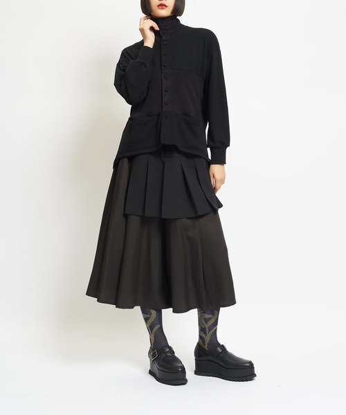 gomme（ゴム）の「40/-コーマ裏毛　ハイネック切替カーディガン（Tシャツ/カットソー・レディース・ブラック・MEDIUM）」の18枚目の写真