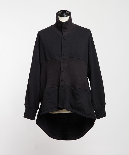 gomme（ゴム）の「40/-コーマ裏毛　ハイネック切替カーディガン（Tシャツ/カットソー・レディース・ブラック・MEDIUM）」の12枚目の写真