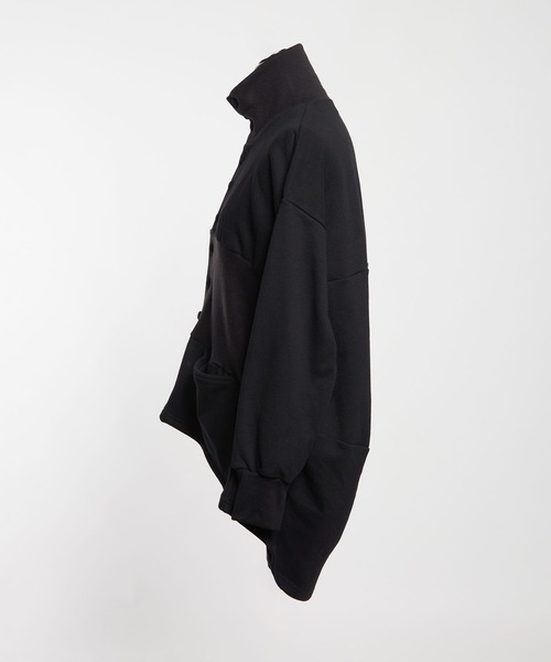 gomme（ゴム）の「40/-コーマ裏毛　ハイネック切替カーディガン（Tシャツ/カットソー・レディース・ブラック・MEDIUM）」の11枚目の写真