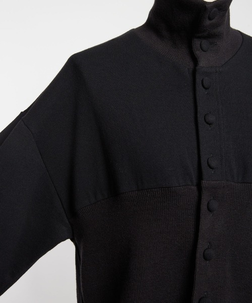 gomme（ゴム）の「40/-コーマ裏毛　ハイネック切替カーディガン（Tシャツ/カットソー・レディース・ブラック・MEDIUM）」の4枚目の写真