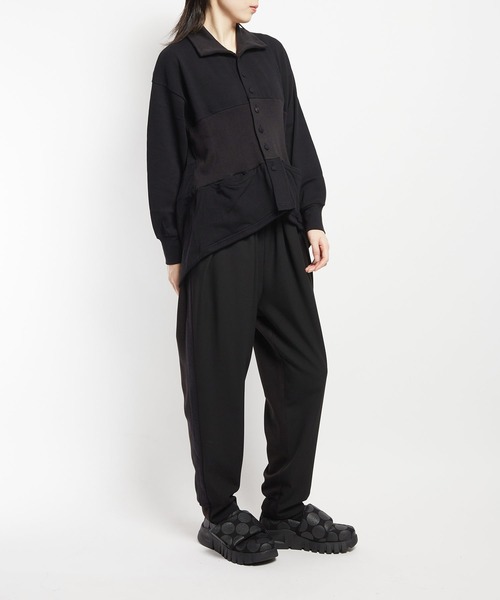 gomme（ゴム）の「40/-コーマ裏毛　ハイネック切替カーディガン（Tシャツ/カットソー・レディース・ブラック・MEDIUM）」の22枚目の写真