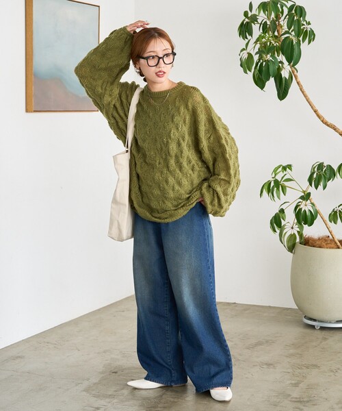 FREAK'S STORE(フリークスストア)の「限定展開 ポコポコ ニット プルオーバー(ニット/セーター・レディース・ダークブラウン/レッド/オリーブ/チャコールグレー/ナチュラル・フリ-)」の15枚目の写真