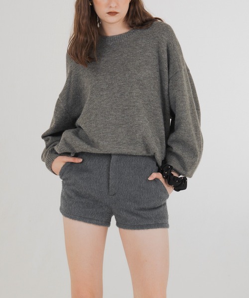 Mili affinity(ミリアフィニティー)の「シャギーハイウエストショートパンツ(その他パンツ・レディース・ブラウン/チャコール/アイボリー/ブラック・FREE)」の5枚目の写真