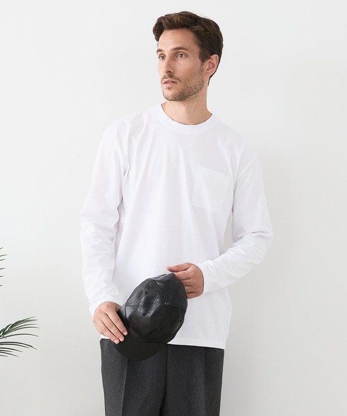 LB/S (エルビーエス)の「【汗染みの目立ちにくいTシャツ ZEROSTAIN/ゼロステイン】クルーネック 胸ポケットロンT 防汚 UVカット(Tシャツ/カットソー・メンズ・杢グレー/ブラック/ホワイト・MEDIUM/LARGE/X-LARGE)」の1枚目の写真