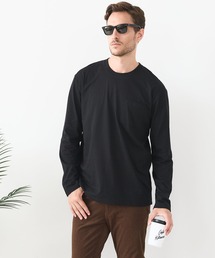【汗染みの目立ちにくいTシャツ ZEROSTAIN/ゼロステイン】クルーネック 胸ポケットロンT 防汚 UVカット
