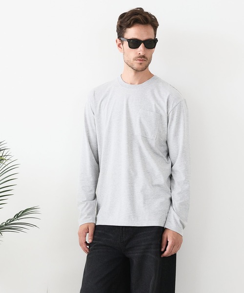 LB/S (エルビーエス)の「【汗染みの目立ちにくいTシャツ ZEROSTAIN/ゼロステイン】クルーネック 胸ポケットロンT 防汚 UVカット(Tシャツ/カットソー・メンズ・杢グレー/ブラック/ホワイト・MEDIUM/LARGE/X-LARGE)」の6枚目の写真