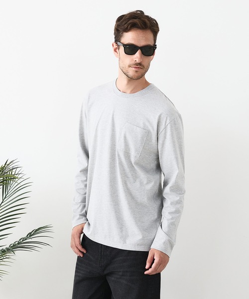 LB/S (エルビーエス)の「【汗染みの目立ちにくいTシャツ ZEROSTAIN/ゼロステイン】クルーネック 胸ポケットロンT 防汚 UVカット(Tシャツ/カットソー・メンズ・杢グレー/ブラック/ホワイト・MEDIUM/LARGE/X-LARGE)」の8枚目の写真