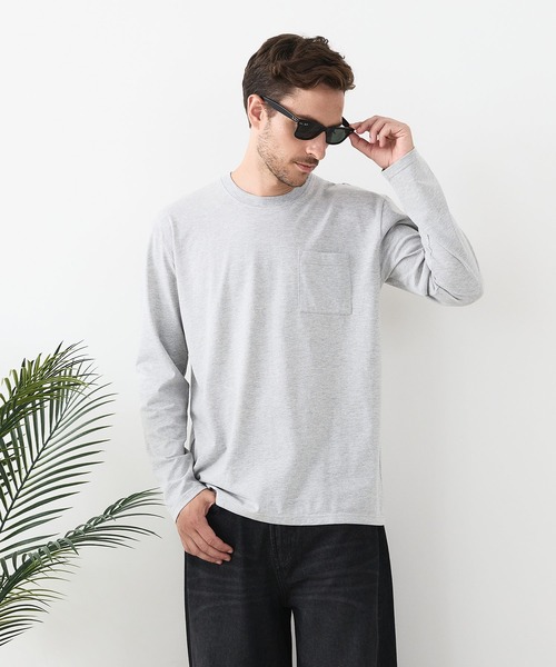 LB/S (エルビーエス)の「【汗染みの目立ちにくいTシャツ ZEROSTAIN/ゼロステイン】クルーネック 胸ポケットロンT 防汚 UVカット(Tシャツ/カットソー・メンズ・杢グレー/ブラック/ホワイト・MEDIUM/LARGE/X-LARGE)」の9枚目の写真