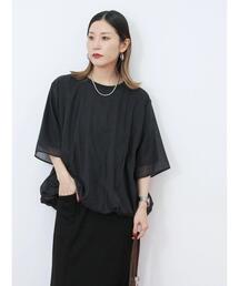 Samansa Mos2 blue | 裾バルーンTシャツ(Tシャツ/カットソー)