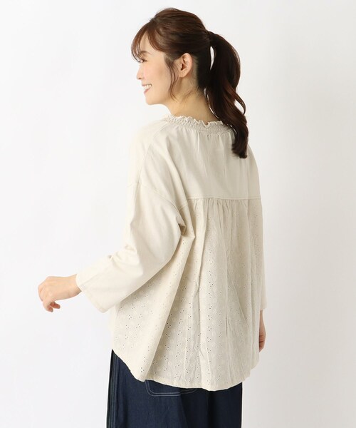 one'sterrace（ワンズテラス）の「ネックシャーリング 8分袖プルオーバー（Tシャツ/カットソー・レディース・ブラック系8/イエロー系8/アイボリー系8・02）」の12枚目の写真