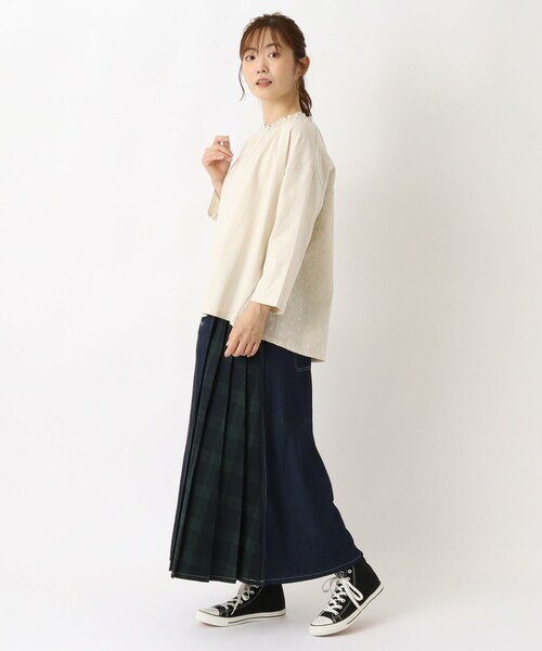 one'sterrace（ワンズテラス）の「ネックシャーリング 8分袖プルオーバー（Tシャツ/カットソー・レディース・ブラック系8/イエロー系8/アイボリー系8・02）」の13枚目の写真