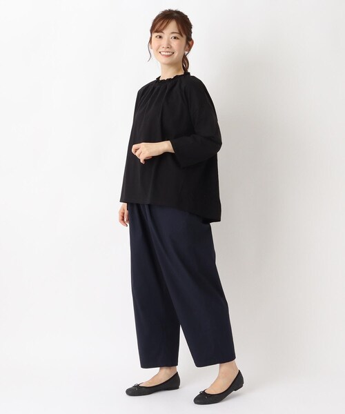 one'sterrace（ワンズテラス）の「ネックシャーリング 8分袖プルオーバー（Tシャツ/カットソー・レディース・ブラック系8/イエロー系8/アイボリー系8・02）」の16枚目の写真