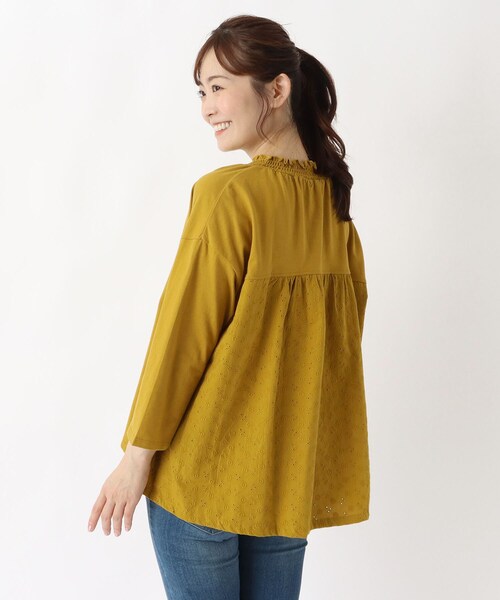one'sterrace（ワンズテラス）の「ネックシャーリング 8分袖プルオーバー（Tシャツ/カットソー・レディース・ブラック系8/イエロー系8/アイボリー系8・02）」の18枚目の写真