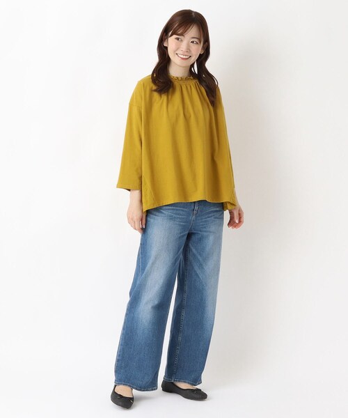 one'sterrace（ワンズテラス）の「ネックシャーリング 8分袖プルオーバー（Tシャツ/カットソー・レディース・ブラック系8/イエロー系8/アイボリー系8・02）」の19枚目の写真
