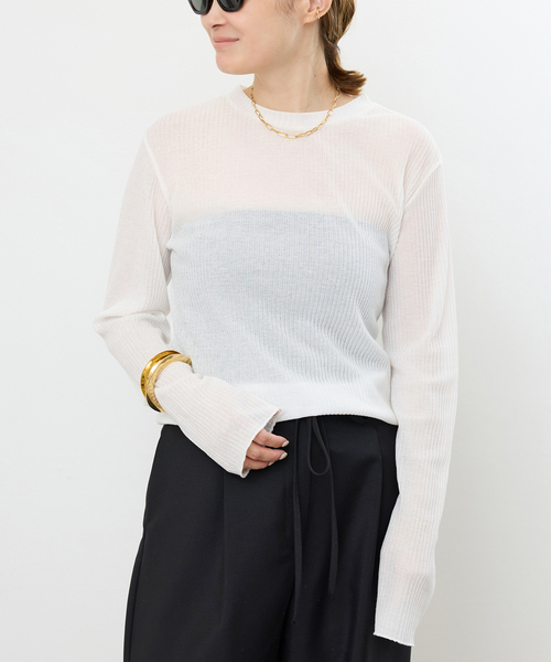 【ドゥーズィエムクラス】TOTAN Sheer Tシャツ　シアー長袖Ｔシャツ Deuxieme Classe tシャツ TOTAN Sheer Tシャツ レディース