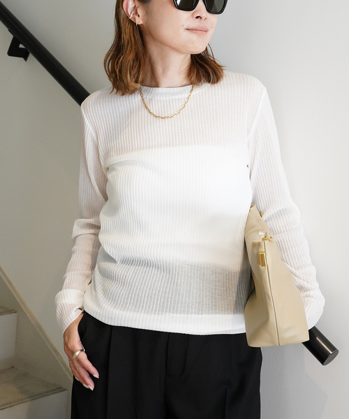 【ドゥーズィエムクラス】TOTAN Sheer Tシャツ　シアー長袖Ｔシャツ Deuxieme Classe tシャツ TOTAN Sheer Tシャツ レディース