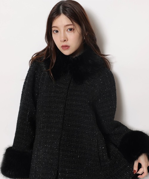 Rirandture（リランドチュール）の「ツィードファー衿ショートコート（ダウンジャケット/コート・レディース・ブラック/ピンクベージュ・2/1）」の14枚目の写真