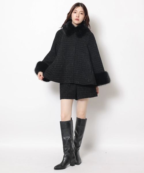 Rirandture（リランドチュール）の「ツィードファー衿ショートコート（ダウンジャケット/コート・レディース・ブラック/ピンクベージュ・2/1）」の19枚目の写真