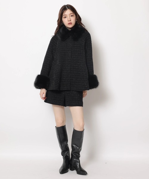 Rirandture（リランドチュール）の「ツィードファー衿ショートコート（ダウンジャケット/コート・レディース・ブラック/ピンクベージュ・2/1）」の20枚目の写真