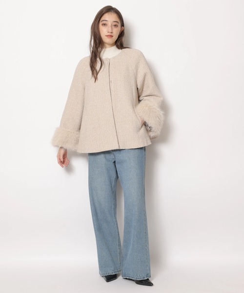 Rirandture（リランドチュール）の「ツィードファー衿ショートコート（ダウンジャケット/コート・レディース・ブラック/ピンクベージュ・2/1）」の22枚目の写真