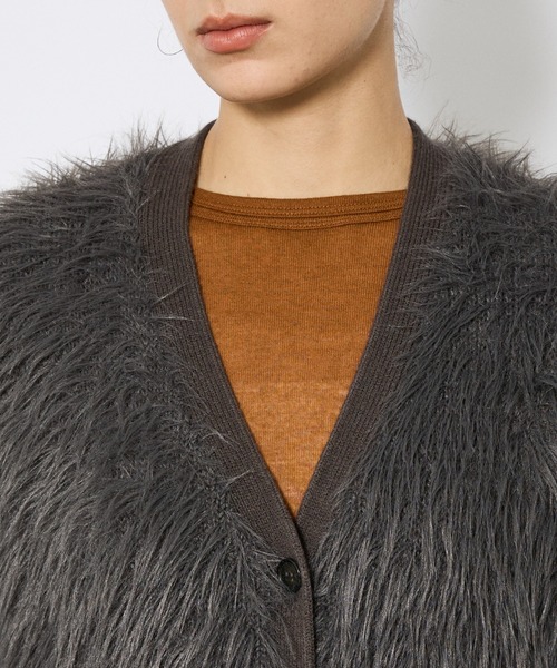 NOMINE(ノミネ)の「【NOMINE】ロング フェザー ニットベスト カーディガン(ベスト・レディース・チャコールグレー/ブラック・フリー)」の14枚目の写真