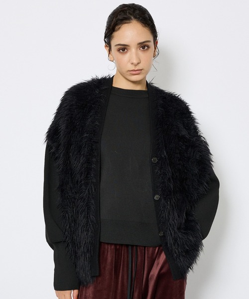 NOMINE(ノミネ)の「【NOMINE】ロング フェザー ニットベスト カーディガン(ベスト・レディース・チャコールグレー/ブラック・フリー)」の7枚目の写真