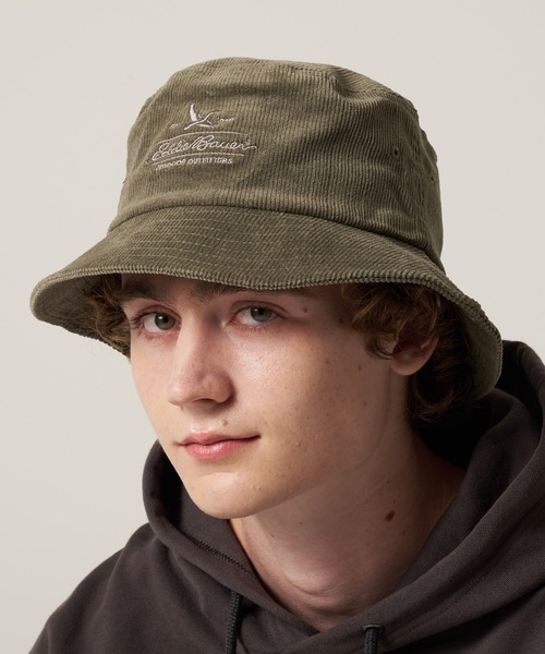Eddie Bauer(エディーバウアー)の「コーデュロイ ロゴ バケットハット(ハット・メンズ・カーキ/ダークネイビー/ブラウン・F)」の2枚目の写真