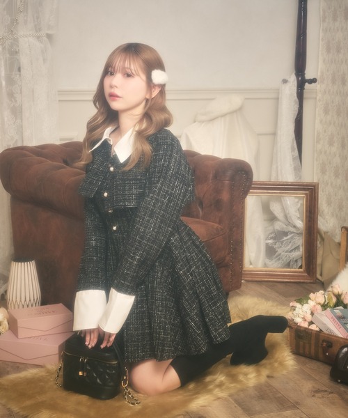 apres jour(アプレジュール)の「【セット着用可能】ツイードミニワンピース(ワンピース・レディース・アイボリー/ブラック/ピンクベージュ・X-LARGE/フリー)」の15枚目の写真