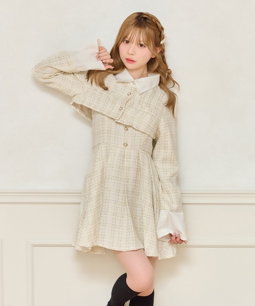 apres jour(アプレジュール)の「【セット着用可能】ツイードミニワンピース(ワンピース・レディース・アイボリー/ブラック/ピンクベージュ・X-LARGE/フリー)」の13枚目の写真