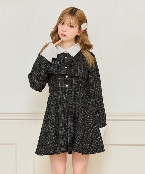 M me eme メゾンツイードミニワンピース カチューシャ セット M me eme メゾンツイードミニワンピース カチューシャ セット me