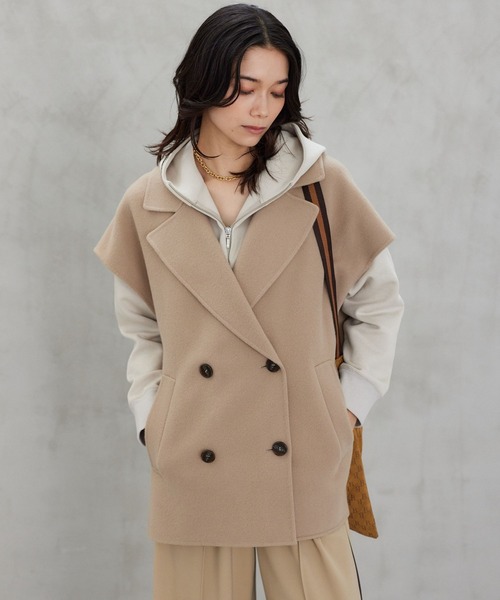 BARNYARDSTORM（バンヤードストーム）の「BARNYARDSTORM / ダブルウールジレ /JAPAN FABRIC（ベスト・レディース・ベージュ/チャコール・FREE）」の3枚目の写真