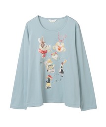 Pink House ストライプ柄 半袖ロング丈トップス Pink House ストライプ柄 半袖ロング丈トップス