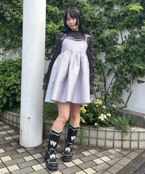 Candy Stripper(キャンディストリッパー)の「SWEETNESS DOT CAMI ドレス(ワンピース・レディース・ブラック/ライトグレー・FREE)」の14枚目の写真