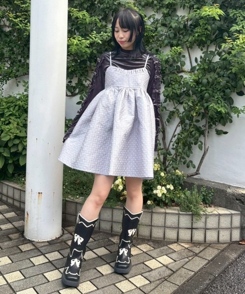 Candy Stripper(キャンディストリッパー)の「SWEETNESS DOT CAMI ドレス(ワンピース・レディース・ブラック/ライトグレー・FREE)」の15枚目の写真