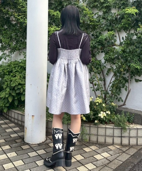 Candy Stripper(キャンディストリッパー)の「SWEETNESS DOT CAMI ドレス(ワンピース・レディース・ブラック/ライトグレー・FREE)」の17枚目の写真