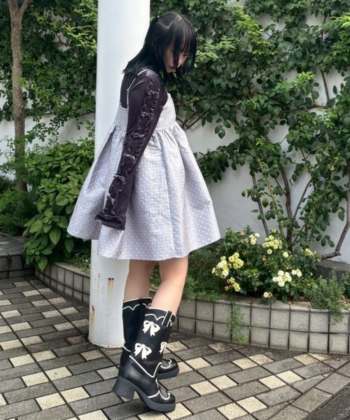 Candy Stripper(キャンディストリッパー)の「SWEETNESS DOT CAMI ドレス(ワンピース・レディース・ブラック/ライトグレー・FREE)」の16枚目の写真