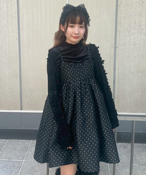 Candy Stripper(キャンディストリッパー)の「SWEETNESS DOT CAMI ドレス(ワンピース・レディース・ブラック/ライトグレー・FREE)」の9枚目の写真