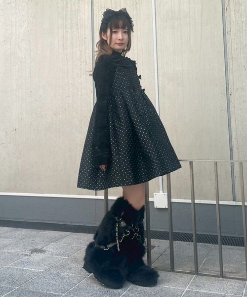Candy Stripper(キャンディストリッパー)の「SWEETNESS DOT CAMI ドレス(ワンピース・レディース・ブラック/ライトグレー・FREE)」の13枚目の写真