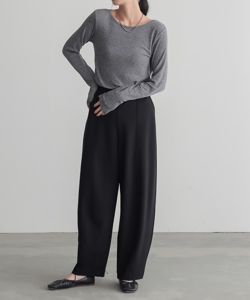 for/c（フォーシー）の「[低身長/高身長向けサイズ有]きれいめストレッチカーブパンツ【サスティナブル】（その他パンツ・レディース・ブラック/チャコール・M/L/LL/PM/TM）」の6枚目の写真