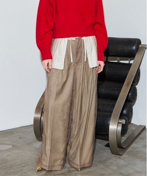 MAISON SPECIAL(メゾンスペシャル)の「Tulle Layered Slacks / チュールレイヤードスラックス(スラックス・レディース・グレー/ベージュ/ネイビー・38/36)」の1枚目の写真
