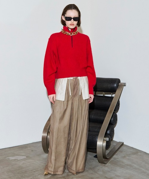 MAISON SPECIAL(メゾンスペシャル)の「Tulle Layered Slacks / チュールレイヤードスラックス(スラックス・レディース・グレー/ベージュ/ネイビー・38/36)」の5枚目の写真