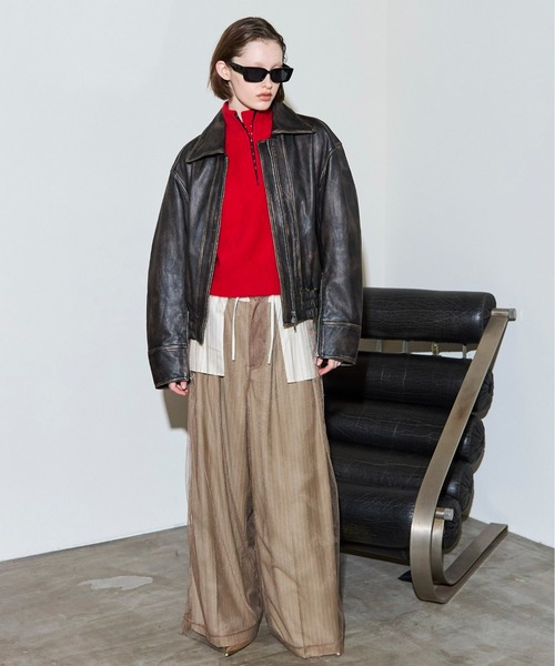 MAISON SPECIAL(メゾンスペシャル)の「Tulle Layered Slacks / チュールレイヤードスラックス(スラックス・レディース・グレー/ベージュ/ネイビー・38/36)」の6枚目の写真