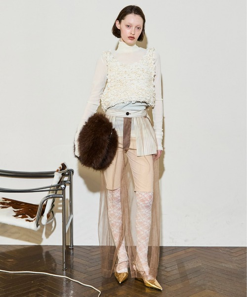 MAISON SPECIAL(メゾンスペシャル)の「Tulle Layered Slacks / チュールレイヤードスラックス(スラックス・レディース・グレー/ベージュ/ネイビー・38/36)」の7枚目の写真