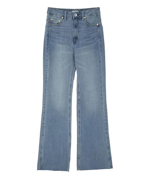 earth music&ecology（アースミュージックアンドエコロジー）の「セルフカットストレッチフレアデニムパンツ（デニムパンツ・レディース・ライトインディゴブルー/インディゴブルー・S/L/M）」の14枚目の写真