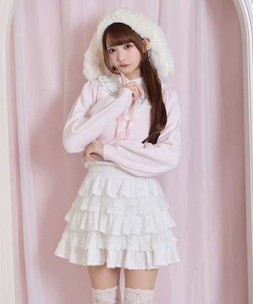 Honey Cinnamon（ハニーシナモン）の「Vフリルリボンニット（ニット