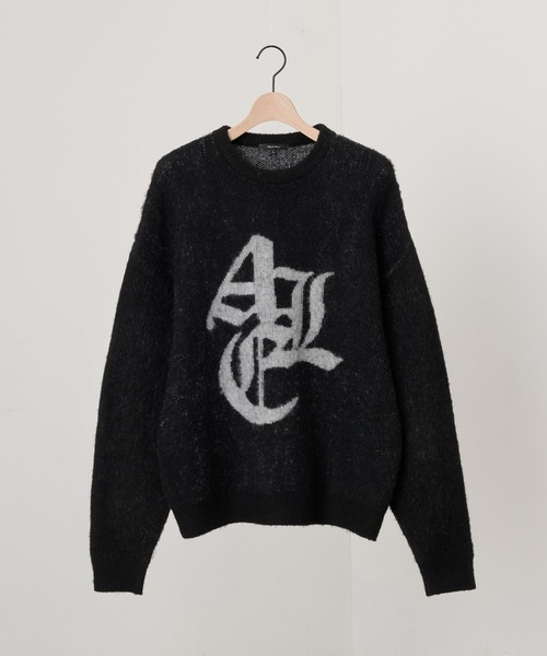 Alfred Alex（アルフレッドアレックス）の「【Alfred Alex】グラフィックジャガード オーバーサイズ シャギーニット（ニット/セーター・メンズ・ブラック/オフホワイト/ブラック系2/チャコール/ブラック系・M/L）」の6枚目の写真