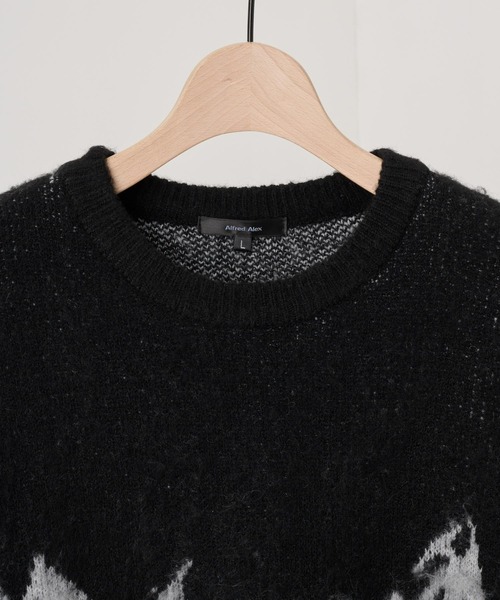 Alfred Alex（アルフレッドアレックス）の「【Alfred Alex】グラフィックジャガード オーバーサイズ シャギーニット（ニット/セーター・メンズ・ブラック/オフホワイト/ブラック系2/チャコール/ブラック系・M/L）」の12枚目の写真