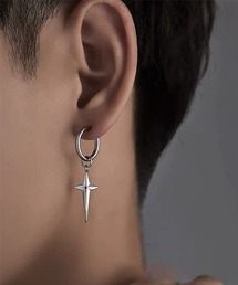 WARAIJOGO（ワライジョウゴ）の「【WARAIJOGO】EK442/ドロップクロスフープリングピアス/メンズ/片耳用(NEZ)（ピアス（片耳用））」