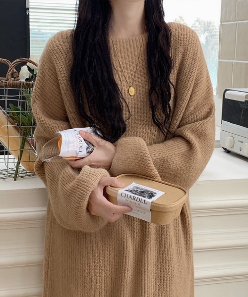 SallyLunn(サリーラン)の「リブニットロングワンピース(ワンピース・レディース・ベージュ/ホワイト/ブラック・FREE)」の5枚目の写真