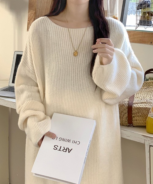 SallyLunn(サリーラン)の「リブニットロングワンピース(ワンピース・レディース・ベージュ/ホワイト/ブラック・FREE)」の8枚目の写真